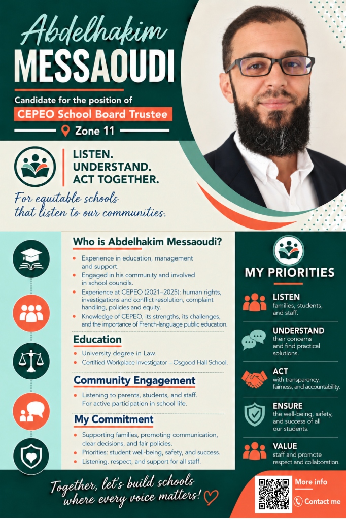 Official campaign flyer in English - Abdelhakim Messaoudi CEPEO Zone 11