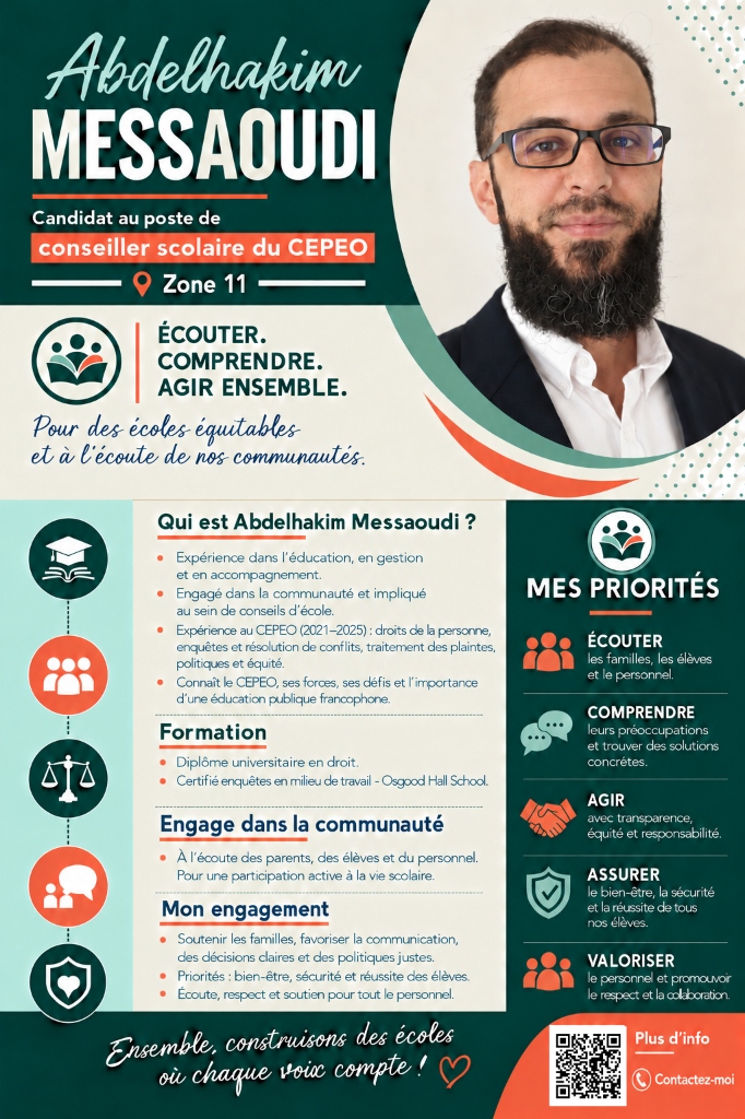 Affiche de campagne officielle en français - Abdelhakim Messaoudi CEPEO Zone 11
